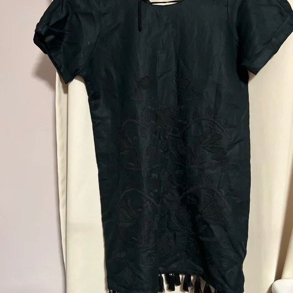 Madewell Black Dress with Tassel Hem - Picture 5 of 9